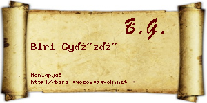 Biri Győző névjegykártya